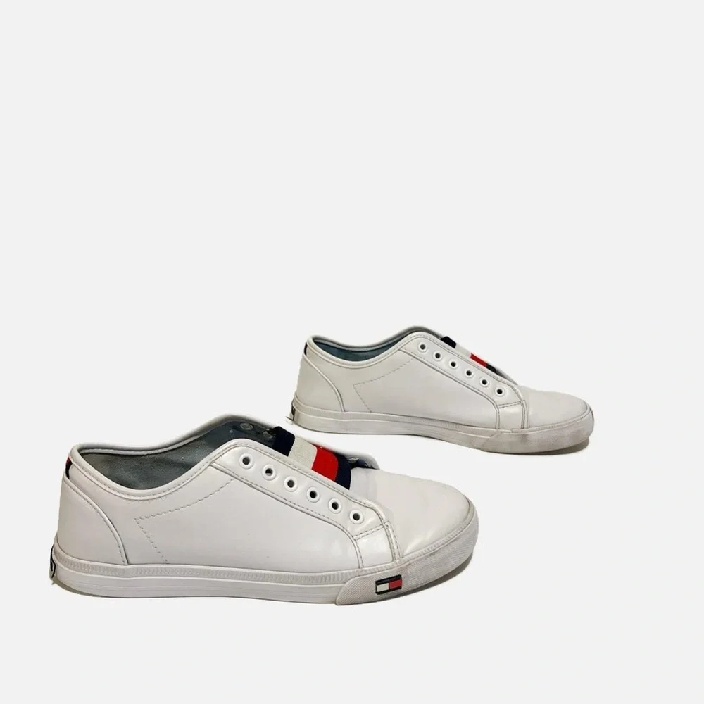 Tommy Hilfiger White and Red Slip-On Sneakers‎
